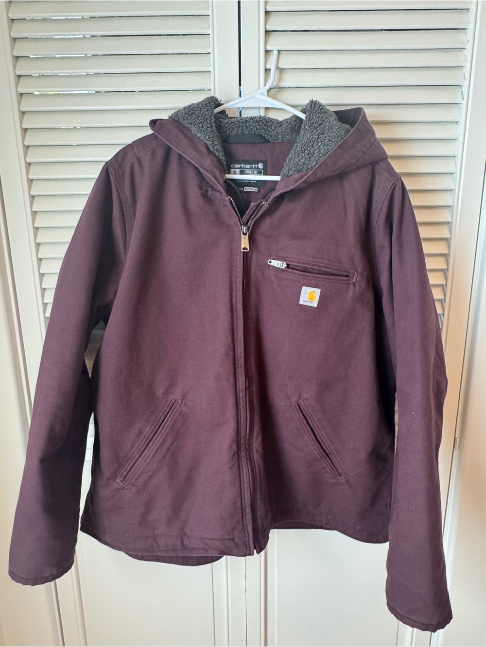 Carhartt Purple Washed Duck Lined Hooded Canvas Jacket - XL